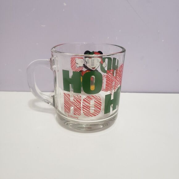 Disney Mickey Miuse Clear Ho Ho Ho Glass Vintage Anchor Hocking  Mug - Picture 4 of 10
